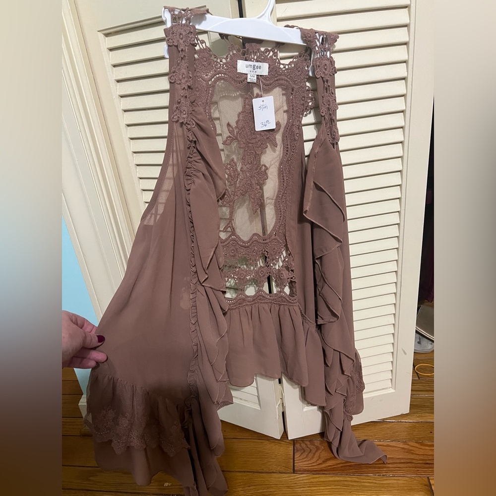 Sheer Lace Ruffle Dress